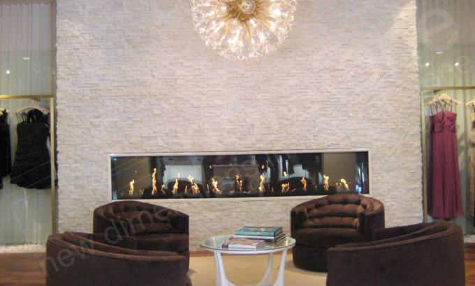 Natural Stacked Stone Veneer Fireplace