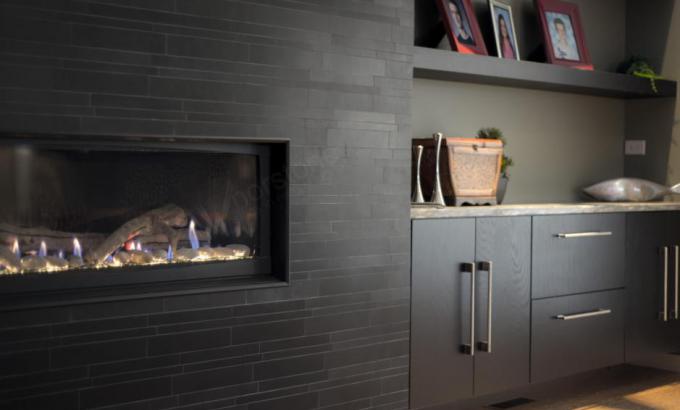 Modern Stone Veneer Fireplace